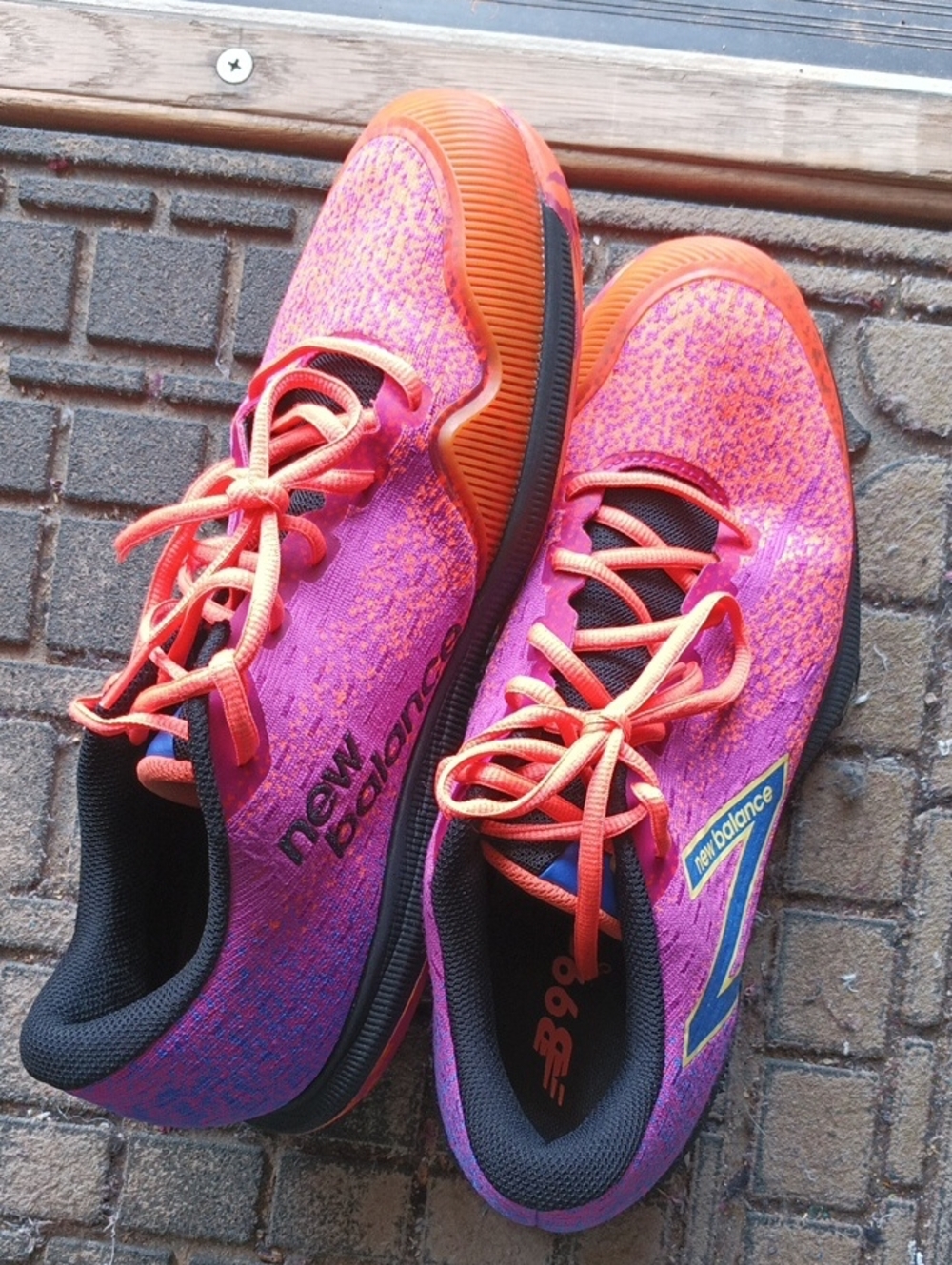 New Balance Women's Pink and Orange Lace-Up Running Sneakers